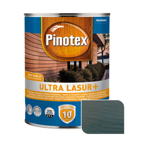 Просочення для дерева Pinotex Ultra Lasur+ з декоративним ефектом, 1 л, антрацит, напівглянцева 5975603 фото