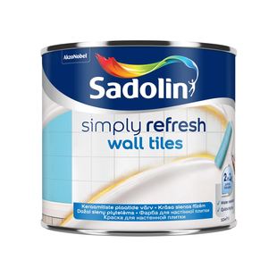 Краска 2-в-1 Sadolin Simply Refresh Wall Tiles для керамической плитки, 0,5л, белая, полуматовая, BW 5926349 фото